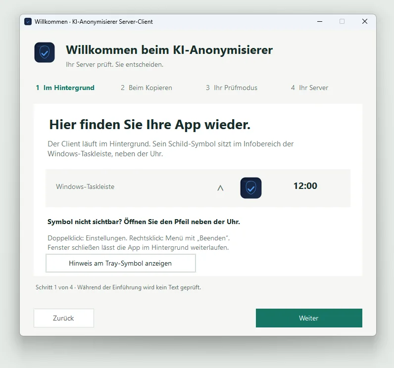 Einführung: Das Symbol sitzt neben der Uhr