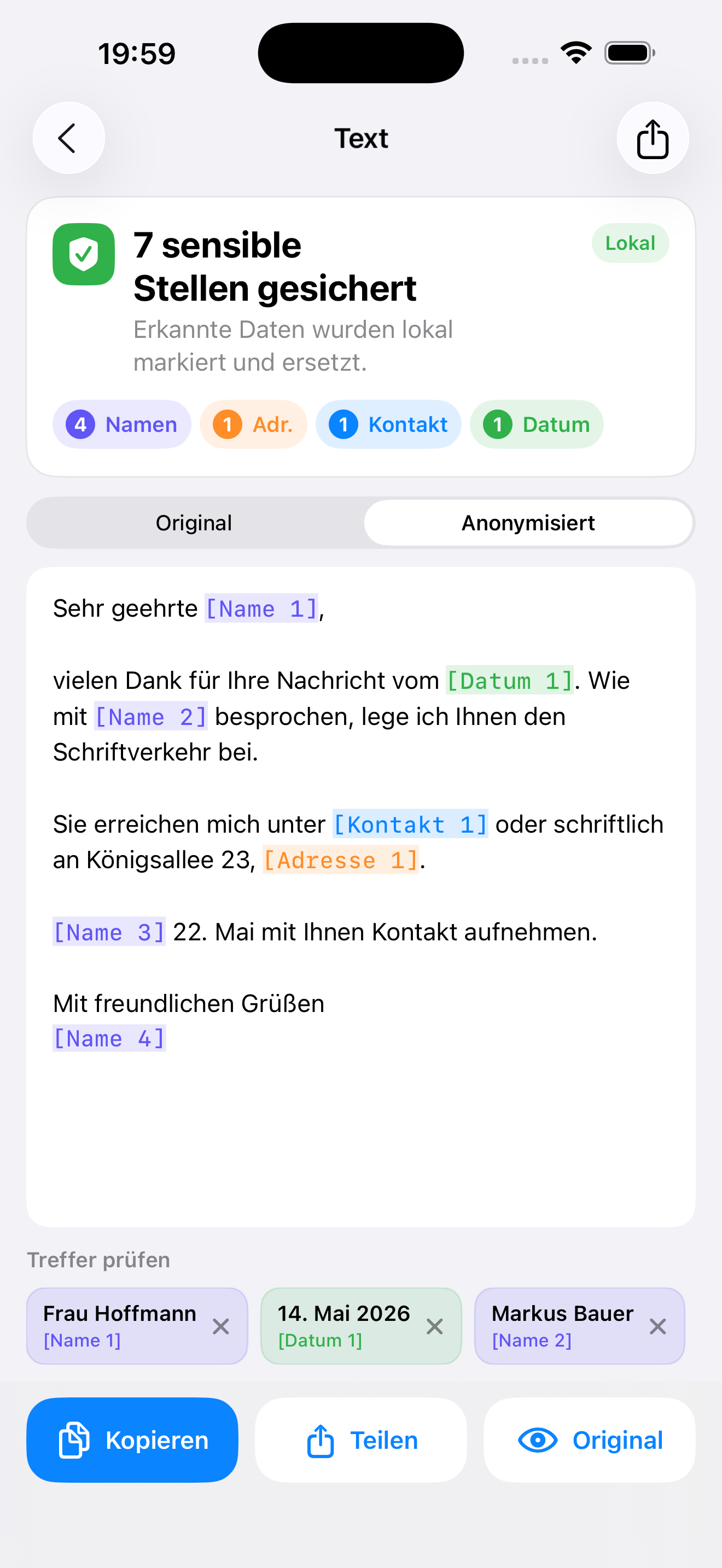 Textbearbeitung auf dem iPhone