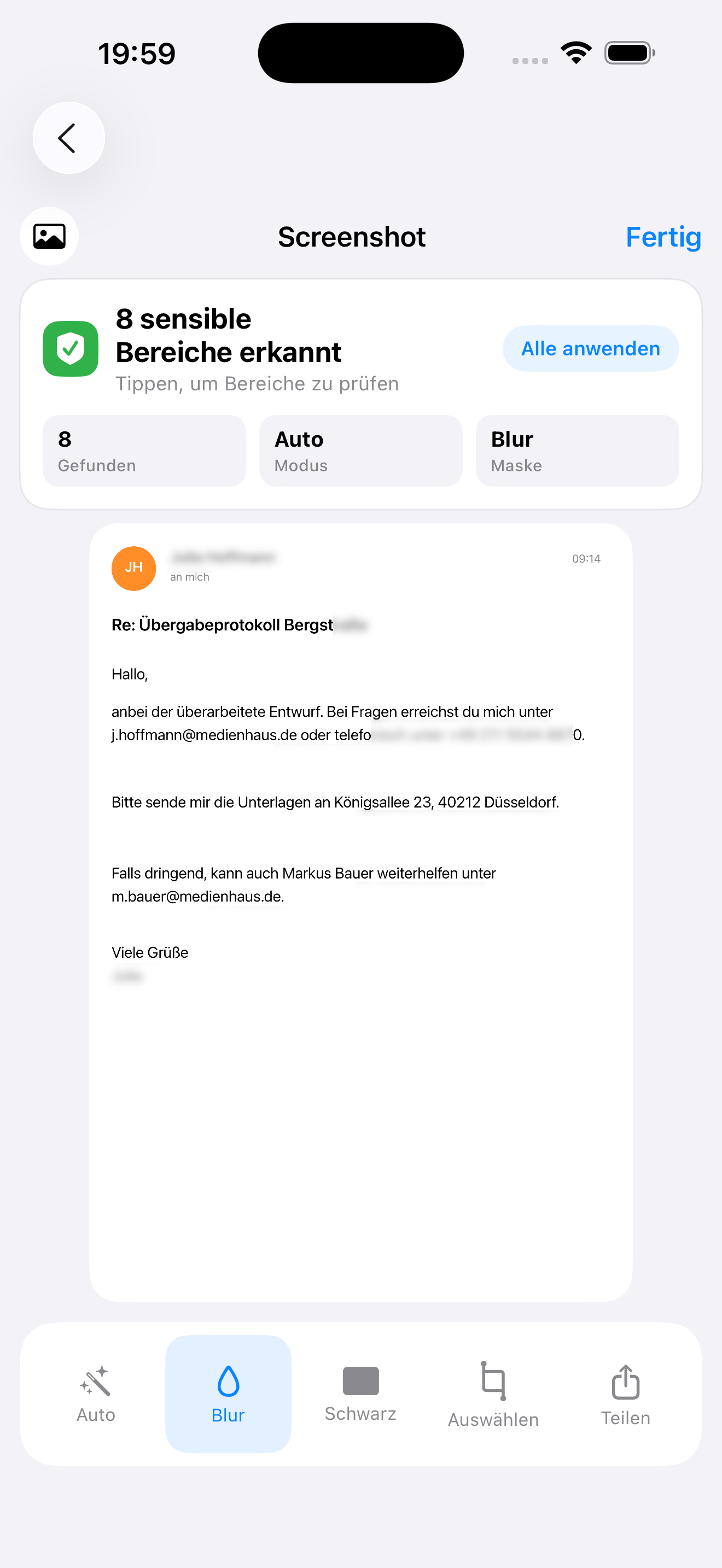 Screenshot-Bearbeitung auf dem iPhone